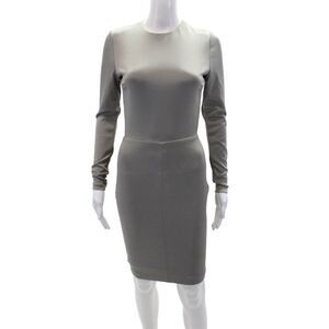 La Pina Women's Round Neck Long Sleeves Silky Mini Dress Gray Size S